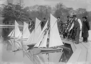 Central Park Prints: New York City, start of toy yacht race in Central Park, circa 1910s