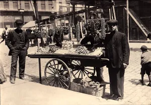 Wheel Prints: New York City, Street vender, Italian feast, New York, photograph, 1908