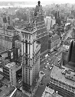 Times Square Prints: New York City, Times Square, an aerial view of the NY Times building