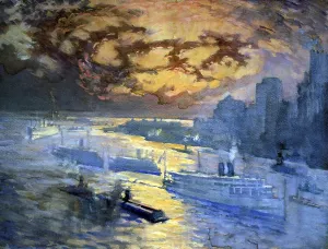 Images Dated 3rd December 2008: New York City. View of the East River and New York Harbor at sunset