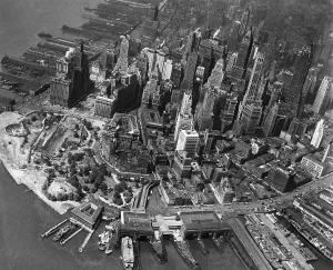 Financial District Prints: New York City, view of the financial district in downtown Manhattan