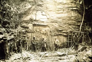 Digging Prints: NEW YORK CITY, workmen drilling in the tunnels