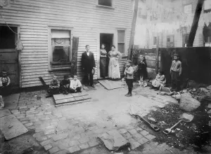 Shovel Prints: New York, exterior of home, photograph by Lewis Wickes Hine, November, 1912