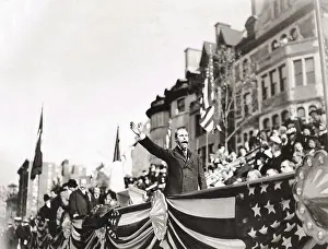 Charles Evans Prints: New York Governor Charles Evans Hughes dedicating the Sigel monument in Riverside Park