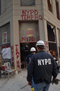 9 11 Prints: New York Police Department set up temporary headquarters in a damaged Burger King Restaurant near the World Trade