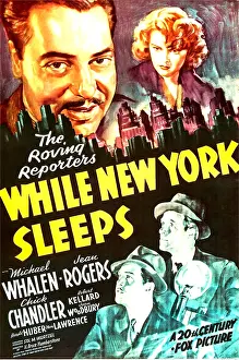 WHILE NEW YORK SLEEPS, US poster, top from left: Michael Whalen, Jean Rogers, bottom right: Chick Chandler, 1938. TM and copyright 20th Century Fox Film Corp