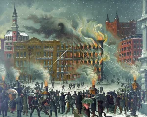 Fireman Prints: The New-York World Building fire, Printing-House Square, New York City, Nov 15, 1860