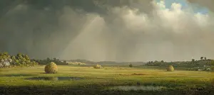 Storm Prints: NEWBURYPORT MEADOWS, by Martin Johnson Heade, 1876-81, American painting, oil on canvas