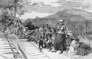 Ethnic Groups Prints: Newly arrived Slavic immigrants recruited to work in Pennsylvania coal mines wait for their train