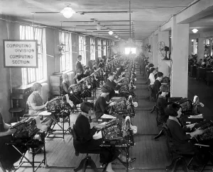 Office Workers Prints: In newly established Bonus Bureau's Computing Division