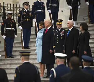 Karen Prints: Newly inaugurated President Donald Trump reviewing troops from the Capitol steps