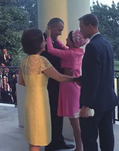 Nugent Prints: Newlyweds Luci and Patrick Nugent say goodbye to the President and First Lady as they leave for their honeymoon