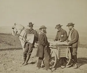 Armies Prints: The newsboy in camp was a welcome at a Union camp at Culpeper