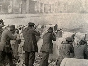 Socialism Prints: Newspaper barricade during Spartacus Uprising