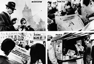 Tokyo Prints: Newspaper headlines world wide tell of President Lyndon Johnson's decision not seek re-election