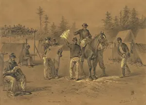 Armies Prints: NEWSPAPERS IN CAMP, by Edwin Forbes, c