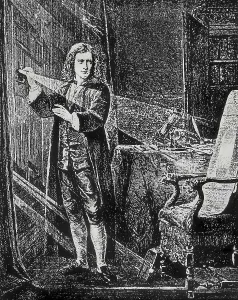 Physicists Prints: Newton, Sir Isaac (1642-1727). Newton analyzing a light beam