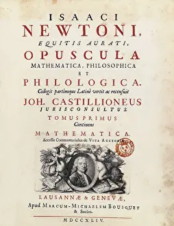 Sir Isaac 1642 1727 Prints: Newton, Sir Isaac (1642-1727). Title page of an edition of Isaac Newton's 'Opuscula Mathematica