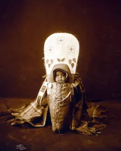 Images Dated 27th August 2008: Nez Perc infant in cradleboard. Edward S. Curtis, 1899