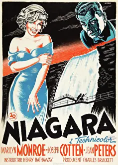 Bridge Prints: NIAGARA, l-r: Marilyn Monroe, Joseph Cotten on Danish poster art