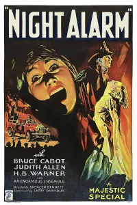 Screaming Prints: NIGHT ALARM, US poster, center screaming: Judith Allen, 1934