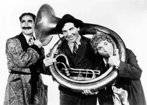 Tuba Prints: A NIGHT IN CASABLANCA, from left: Groucho Marx, Chico Marx, Harpo Marx, 1946