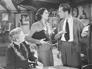 Dame May Prints: NIGHT MUST FALL, from left: Dame May Whitty, Rosalind Russell, Robert Montgomery, 1937