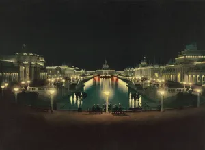 Worlds Fair Prints: Night illumination Grand Court at the Trans-Mississippi and International Exposition Omaha Nebraska 1898