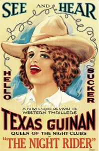 Texas Prints: THE NIGHT RIDER, Texas Guinan, 1920, poster for late 1920s re-release