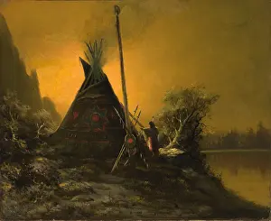 Shield Prints: Night Scene of Indian Tipi, 1895