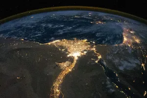 Earth View Prints: Night view of the eastern Mediterranean Sea
