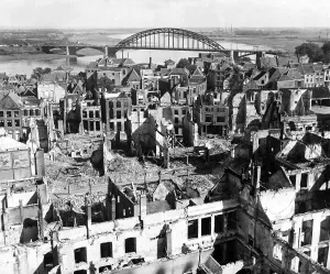 Allied Prints: Nijmegen, Holland, with a view of the bridge over the Rhine River