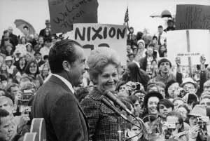 Cameras Prints: Nixon 1972 Re-election Campaign. President and Pat Nixon arriving at Portland Oregon