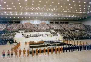 Alliances Prints: Nixon in China. Zhou Enlai hosted a sports exhibition of gymnastics badminton and table tennis at the Capital Gymnasium