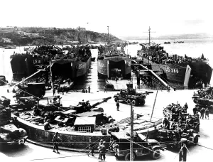 Ships And Boats Prints: NORMANDY, scene near American embarkation part in Plymouth