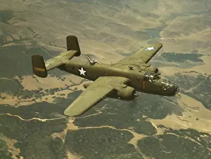 Lcgr1404 Prints: North American Aviation's B-25 Mitchell bomber in flight during World War 2