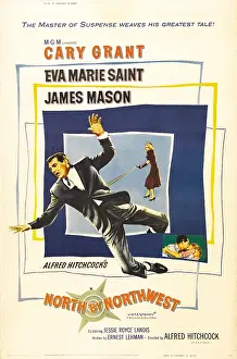 NORTH BY NORTHWEST, l-r: Cary Grant, Eva Marie Saint on poster art, 1959