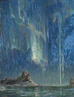Mountains Prints: Northern Lights, Study from North Norway