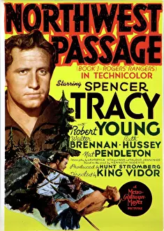 April Prints: NORTHWEST PASSAGE, left: Spencer Tracy on midget window card, 1940