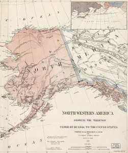 Document Prints: Northwestern America showing the territory ceded by Russia to the United States, 1867
