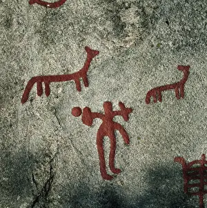 To Hunt Prints: NORWAY. Begby. Zoomorphic figures (1000 BC)