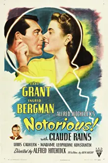 1946 Movies Prints: NOTORIOUS, Cary Grant, Ingrid Bergman, Claude Rains, 1946