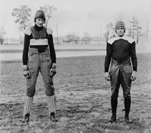 Protection Prints: Notre Dame University football players wearing old and new football uniforms