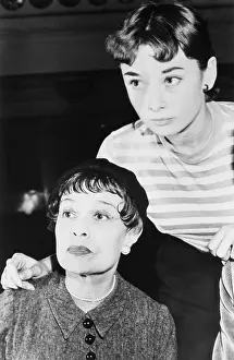 Novelist and playwright, Anita Loos, with actress Audrey Hepburn