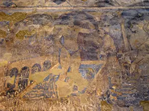 Colonnade Prints: Nude female dancer, 711-743, 8th Century A.D. fresco - Jordan, Zarqa Governorate. Detail