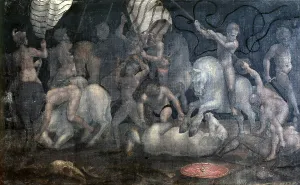 Strength Prints: Nude men fighting, by Unknown Artist after Luca Signorelli