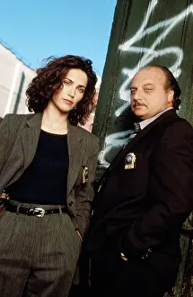 : NYPD BLUE, from left, Kim Delaney, Dennis Franz, 1993-2005 (1995 photo)