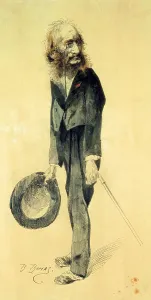 OFFENBACHJacques (1819-1880). French composerconductor and theatre directorGerman by birth. Caricature of Thomas. Painting. FRANCE. Paris. Muse de l'Opra (Opera Museum)