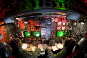 Electronics Prints: Officers at the console on the lower deck of a B-52