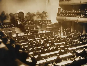 Switzerland Prints: Official opening of the League of Nations
